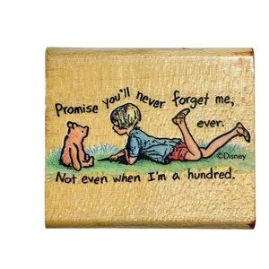 Vintage Winnie The Pooh Stamp Promise Youll Never Forget Me Disney Rubber Wood